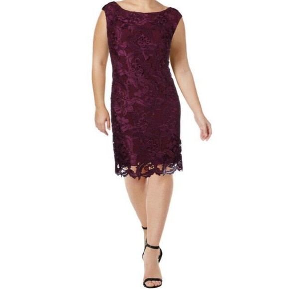 Ralph Lauren Dresses & Skirts - Lauren Ralph Lauren Womens Dress Lace Purple Holiday Size 16 Small Flaws In Pic
